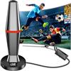 QGClearSO Antenna TV Interna Amplificata con Base Magnetica, Ricezione 360° DVB-T/T2 | Antenna TV interna amplificata, ricezione 360° 600km VHF/UHF. Compatibile DVB-T/T2, 4K/1080p, installazione facile