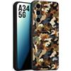 CUSTOMIZZA - Custodia cover nera morbida in tpu compatibile per Samsung A34 5G camouflage mimetico militare moderno blu marrone beige