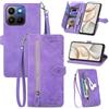 MOJIA Custodia Portafoglio per Honor 400 Smart, Pelle PU Flip Cover per Telefono con Guscio Interno in TPU, Multifunzione Porta Carte con Cinturino Polso. Viola