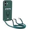 YFSYLL Cover Compatibile con Samsung Galaxy S25 Edge con Cordino,Custodia con Cordino Silicone Cover,Protezione Fotocamera,360°Anello Supporto,Porta Carte,Verde Scuro