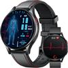 NONGAMX Orologio Smartwatch Uomo Cardiofrequenzimetro ECG: Orologi Intelligente 1.43" AMOLED con HRV Pressione Sanguigna Sonno SpO2 Acido Urico Monitoraggio Sport Smart Watch Compatibile Android e iOS （Pelle）