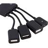 PUSOKEI 4 Porte Micro USB Splitter HUB Multiuso Micro USB Ricarica di Alimentazione Cavo Hub OTG per Tablet PC Android e Smart Phone Nero