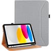 Vakarey per iPad A16 Cover 11 Pollici 2025,Cover per iPad 10 Generazione/11 Generazione Custodia con Portapenne,Grigio