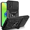 betterfon Custodia per esterni con protezione della fotocamera e supporto ad anello a 360 per Motorola Moto G73 5G, colore nero