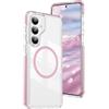 QIWEIQING Custodia Trasparente per Samsung Galaxy S24 Plus, [Compatibile con MagSafe] Magnetica Sottile Anticaduta Anti-ingiallimento Protezione Militare Cover per Samsung S24 Plus. Rosa CT