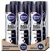 NIVEA MEN Black & White Invisible Original Spray 48h in confezione da 6 (6 x 200 ml), deodorante antimacchia per la cura maschile, deodorante invisibile per la cura della pelle e dei vestiti