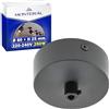 MONTERAL Rosone Lampadario Soffitto Ø 80 mm H 25 mm per Lampade da Soffitto e Lampada a Sospensione - Rosetta 220-240V 250W - Colore Nero - Garanzia di 10 Anni - MONTERAL