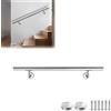 Froadp Corrimano in acciaio inox, 80 cm, ringhiera per scale, ringhiere da parete, per balcone, ringhiera d'ingresso per interni ed esterni, parapetto con supporto da parete e tappi terminali