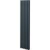 Monster Shop Radiatore a colonna ovale 1800mm x 360mm Doppio pannello Termosifone Grigio antracite Acciaio Inclusi Spazzola per la pulizia Kit di fissaggio e staffe