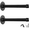 scicent Confezione da 2 staffe per mensole a tubo, resistenti, capacità 50 kg, staffe per mensole industriali, staffe da parete per mensole, supporto per mensole con viti (nero, 20 cm)