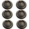 Syglawnd Maniglie per cassetti vintage, 6 maniglie per cassetti antiche, diametro 2 pollici vintage, pomello con maniglia ad anello in bronzo lucidato a olio per armadietti, cassettiere, armadi, armadietti in