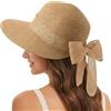powerking Cappello da sole da donna, cappello di paglia da donna, a tesa larga, protezione dai raggi UV, pieghevole, da spiaggia, Stile B: cachi, Taglia unica