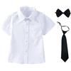 aromm Camicia da Ragazzo Maniche Corte Bottoni Uniforme Scolastica Solida Oxford Shirt con Cravatta e Papillon