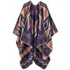 EXCHIC Donna Classico Multicolore Poncho Lavorato Capes Grande Scialle Wrap Coperta Coperta Elegante Scialle Cappotto (Blu Navy-4)