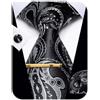 YourTies Cravatte di seta da uomo, motivo scozzese, motivo cachemire, con motivo floreale, gemelli quadrati e fermacravatta, set di fermacravatta per feste, Paisley bianco e nero, One Size