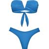 F**K Bikini Donna Fascia a V con Ferretto e Slip Americano Fisso Light Blue SW1802-LG