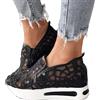 KBOPLEMQ Sneaker da donna con paillette, zeppa, traspiranti, in pizzo, scarpe da corsa estive, per attività all'aria aperta, con glitter, A nero, 39 EU