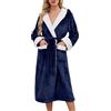 Niwicee Accappatoio Donna Pile Vestaglia Invernale Morbido Accappatoio Microfibra Cappuccio con Cintura e Tasca per Loungewear Casa Natalizio(Blu navy,M)