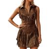 Vhersily Abito da Donna con Nappe Anni '20 con Scollo a V in Scamosciato con Spalline Sottili Vintage Western Country Vestito Gotico da Cowgirl Abiti da Sera Sexy Curvy Traspirante Abito da Ballo