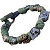AKTOUR Orecchini Argento 925 Piccoli vintage con scheletro Paracord intrecciato Bracciale gotico con scheletro regolabile con cordino intrecciato Braccialetto Bambine (B, One Size)