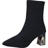 Generisch Stivali per calze a maglia da donna con plateau corti stivali alla moda calzini tinta unita stivaletti alla piattaforma stivali casual traspiranti stivali da donna caldi alti