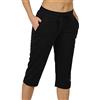 icyzone Pantaloncini Corsa da Donna,3/4 Shorts Donna Yoga al Ginocchio Casual Traspirante con Tasche per Palestra Fitness Running