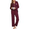 Vlazom Pigiama Donna Pigiami Due Pezzi Morbidi Maniche Lunghe con Bottoni | Maniche Lunghe Calde, Chiusura con Bottoni Elegante, Dettagli in Pizzo Femminile, Disponibile in Tinta Unita o Fantasia