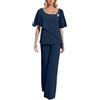 Générique Set 2 pezzi donna abbigliamento estivo chic casual top e pantaloni larghi fluidi moda elegante traspirante per vacanze spiaggia quotidiana A61, Marina, XXXL