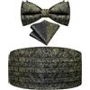 Ailisus Set papillon e fascia per cummerbund Paisley floreale smoking fascia per uomo con papillon prelegato tasca quadrata matrimonio gala