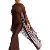 OZLCUA Coprispalle da Donna in Chiffon Trasparente con Mantella, Drappeggio Asimmetrico in Rete, Coprispalle Sposa for la Festa Nuziale Serale, Damigella d'Onore(Brown,S)