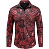 Allthemen Camicia da Uomo in Jacquard Camicia a Maniche Lunghe Paisley Regular Fit Camicia Casual