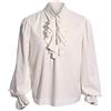 Runcati Camicia medievale da uomo, a maniche lunghe, da pirata, costume gotico, per cosplay, bianco, L