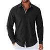 COOFANDY Camicia Uomo No Stiro Camice Regular Fit Camicia Nero M