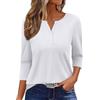 Onsoyours Maglietta Donna Manica a 3/4 Scollo a V Bottoni Tshirt Estiva Maglia a Maniche Tre Quarti Casual Top Basic T-Shirt