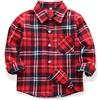 Aeslech Camicia a quadri in flanella con bottoni per uomo e ragazzi, camicia coordinata padre-figlio, 12-13 Anni