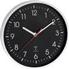 TFA Dostmann Orologio da parete analogico radiocontrollato, nero invertito, alimentato a batteria, 60.3550.20, moderno,radiocontrollato, facilmente leggibile, cifre bianche, orologio da ufficio