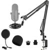 Rigych Braccio Supporto Microfono, Regolabile Microfono Supporto a Sospensione da Tavolo con Filtro Pop, Ragno Anti Shock, Heavy C Clamp tavolo, per Razer Seiren V2 Pro Streaming Microphone