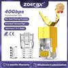 ZoeRax Connettore ZoeRax CAT8 CAT7 CAT6A, connettori RJ45 non passanti, 3 poli 50μ placcate in oro con stivali antistrappo