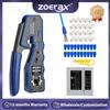 ZoeRax Kit di Crimpatura RJ45 ZoeRax con Crimpatrice Pass-Through e Tester per Connettori Modulari Cat5e Cat6 Cat6a 8P8C