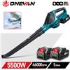 ONEVAN 5500W Brushless Elettrico Ventilatore di Aria 46000RPM Cordless Foglia Polvere Neve Soffiare Strumento di Potere Pulito Per Makita 18V Batteria Spille