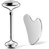 DUTRIEUX Rullo facciale in acciaio inossidabile 304 Set di strumenti per il viso Gua Sha in metallo Trattamento viso corpo Drenaggio linfatico, Tensione facciale, Durevole