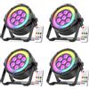 Datewink 7 LED RGBW Par Light con striscia Effetto di illuminazione scenica DMX Telecomando Luci DJ per discoteca Dance Party Bar Matrimonio