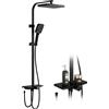 HobbyLane Set doccia a pioggia Soffione doccia a pioggia a parete con ripiano Miscelatore acqua calda fredda Rubinetto per doccia con maniglia Rubinetto per bagno