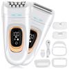 HATTEKER Epilatore 2-in-1 Hatteker, Rimuovi Peli per Gambe e Corpo, Rasoio Portatile per Donna, Strumento per la Rimozione dei Peli, Tagliacapelli per Ascelle e Viso per Donne IPX7