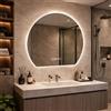 BOMP Specchio da Bagno LED Rotondo 80cm Antiappannamento, 3 Colori Dimmerabili, Montaggio a Parete, Specchio Intelligente per Trucco e Vanità Domestica