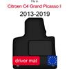 Wielganizator Tappetino in velluto per conducente per Citroen C4 Grand Picasso II minivan 7 (2013-2019) - Nero (1 pezzo)
