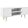 HOMCOM Mobile TV HOMCOM 120 cm, supporto TV per televisori fino a 55 pollici con 2 armadietti e 2 ripiani aperti, mobile TV moderno per soggiorno, camera da letto, bianco