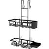 NONE Organizer doccia da appendere nero - Portaoggetti doccia da appendere sopra la porta con 2 supporti, senza foratura, gancio per bagno, organizer doccia