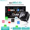 OTTOCAST Adattatore Wireless Ottocast Mini Air per CarPlay 3 in 1, Android Auto Wireless e Screen Mirroring, Dongle USB Plug & Play per iPhone