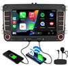 NONE Autoradio con Schermo Bluetooth per VW Golf 5 6 T5 Polo 6R Passat Caddy Seat Skoda, 2DIN 7 Pollici con Navigazione WLAN FM/AM, Apple Carplay, Controllo al Volante